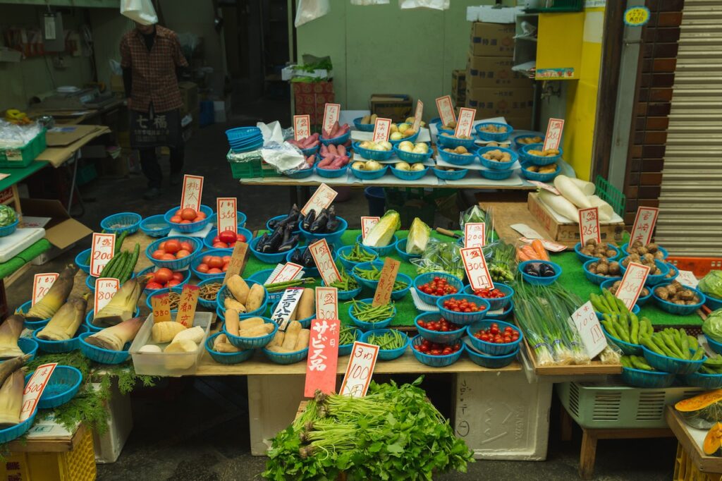A view of the local stall selling vegetables. 